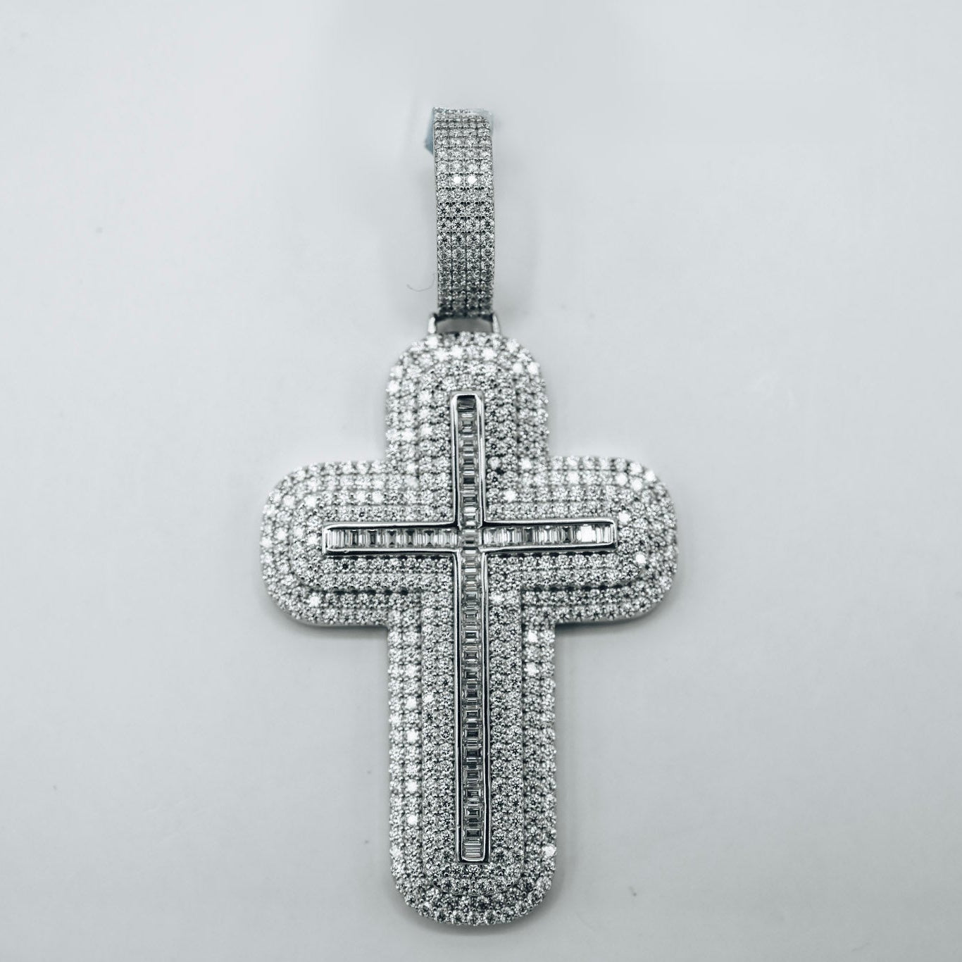 Cross Charm 925 Silver 6.26CTW