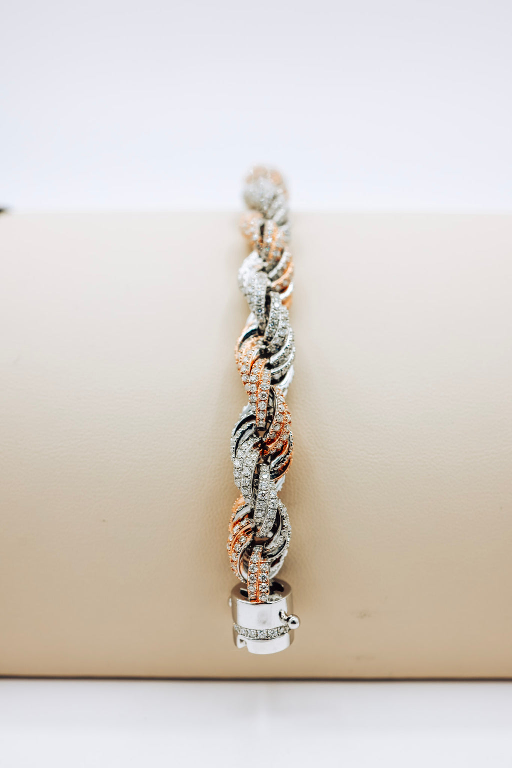 Two-Tone Designer Rope Moissanite Bracelet 10CTW