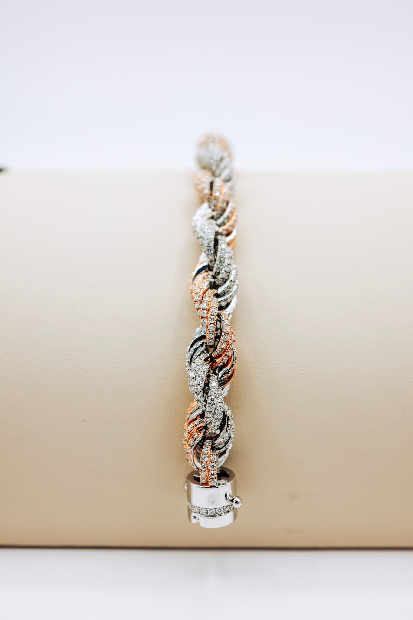 Two-Tone Designer Rope Moissanite Bracelet 10CTW