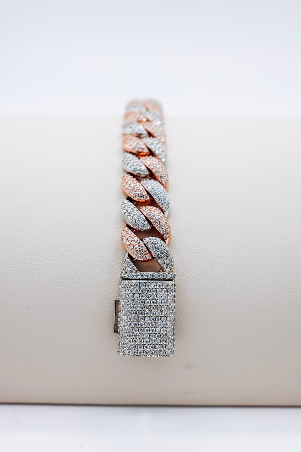 Two-Tone Cuban 13.31CTW Moissanite Bracelet