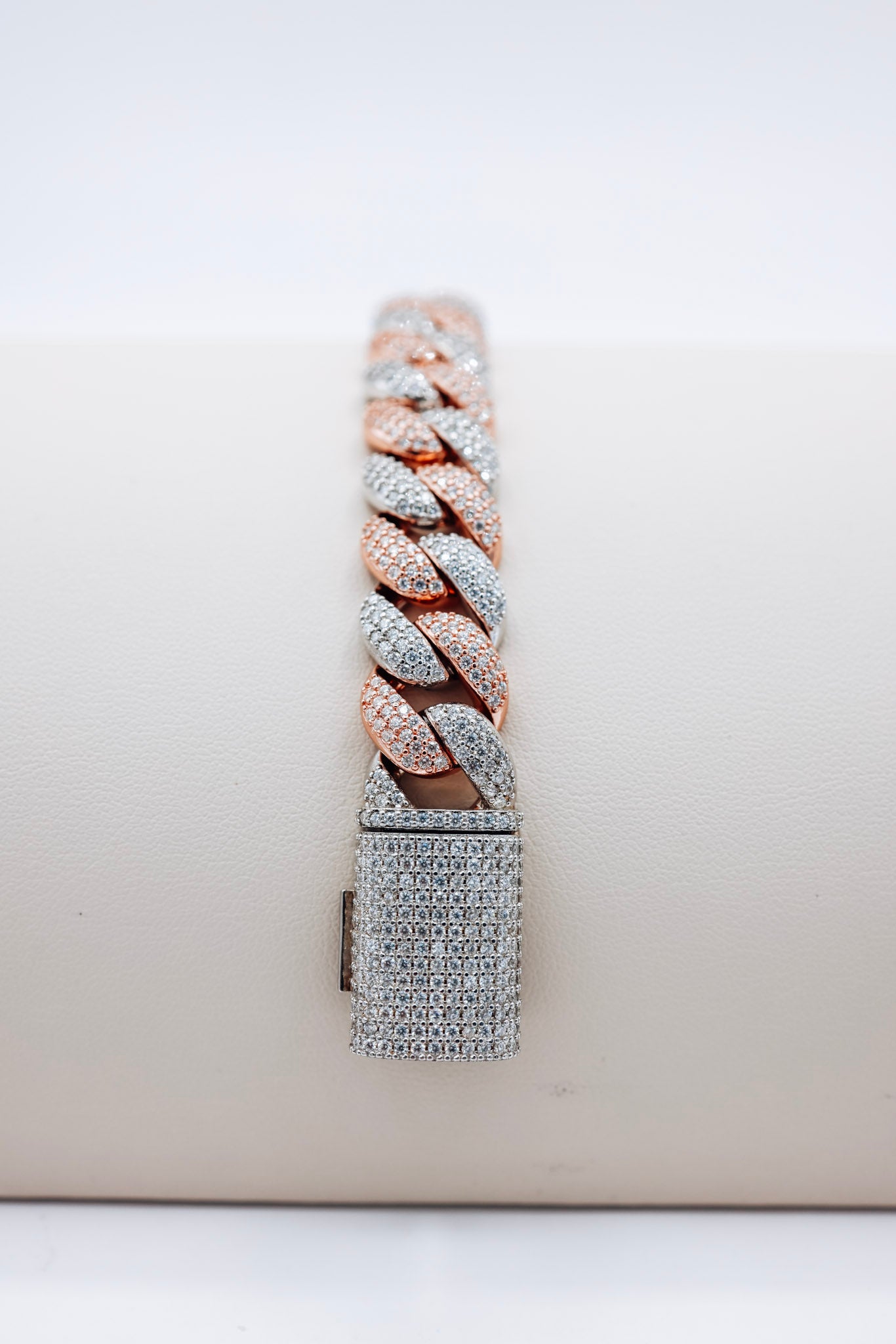 Two-Tone Cuban 13.31CTW Moissanite Bracelet
