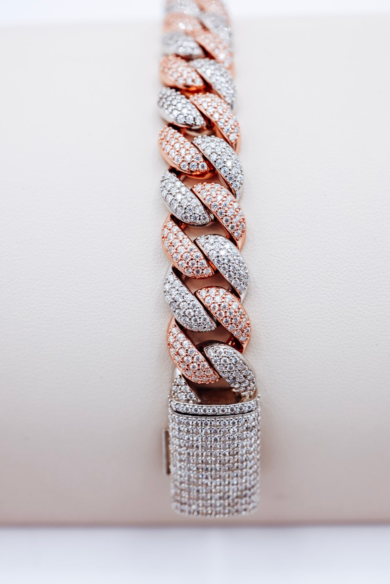 Two-Tone Cuban 13.31CTW Moissanite Bracelet