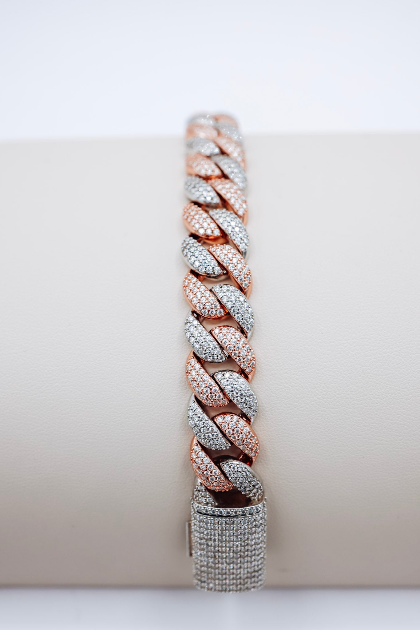 Two-Tone Cuban 13.31CTW Moissanite Bracelet
