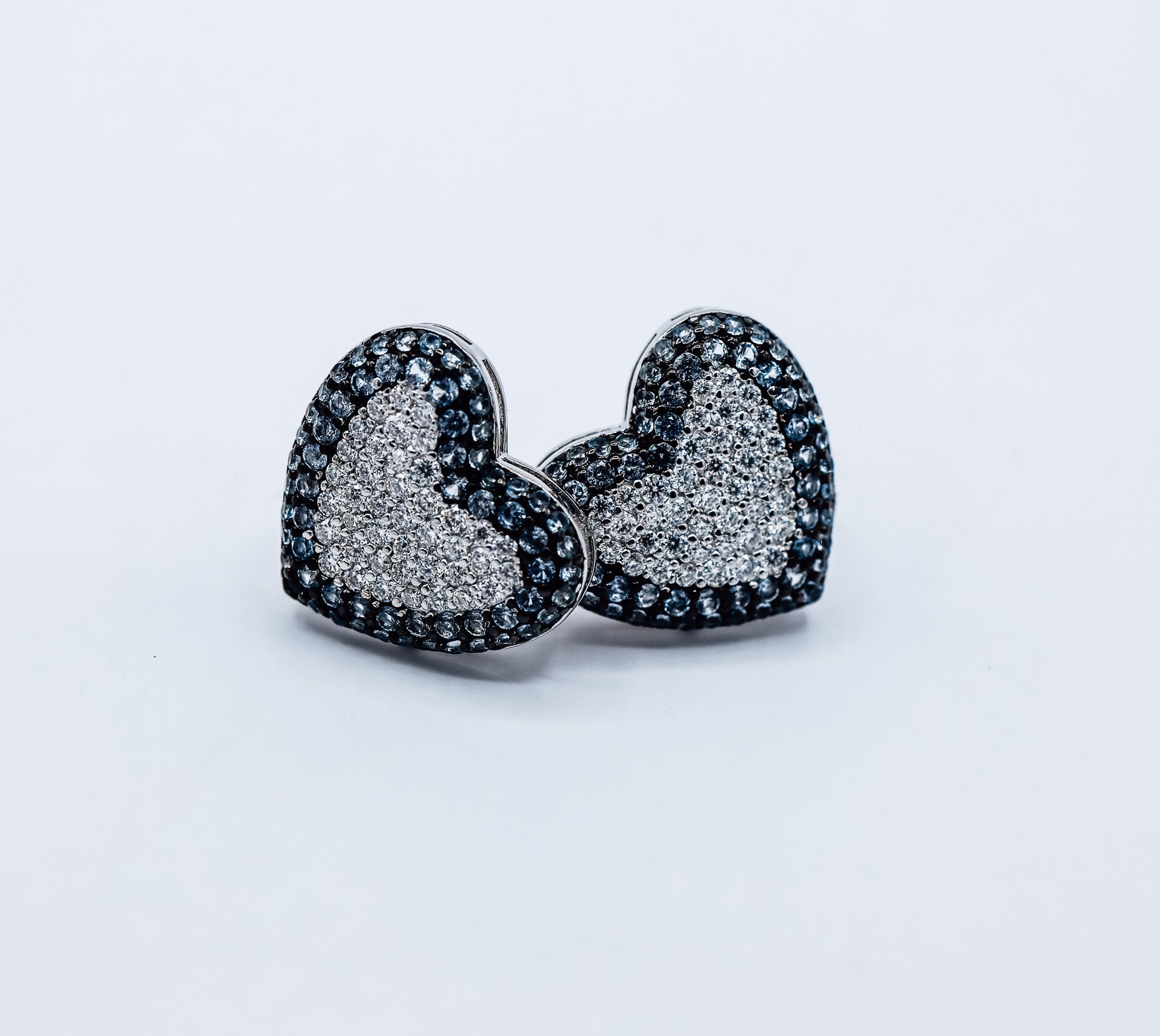 Grey and White Heart 0.56 CTW Moissanite Earrings