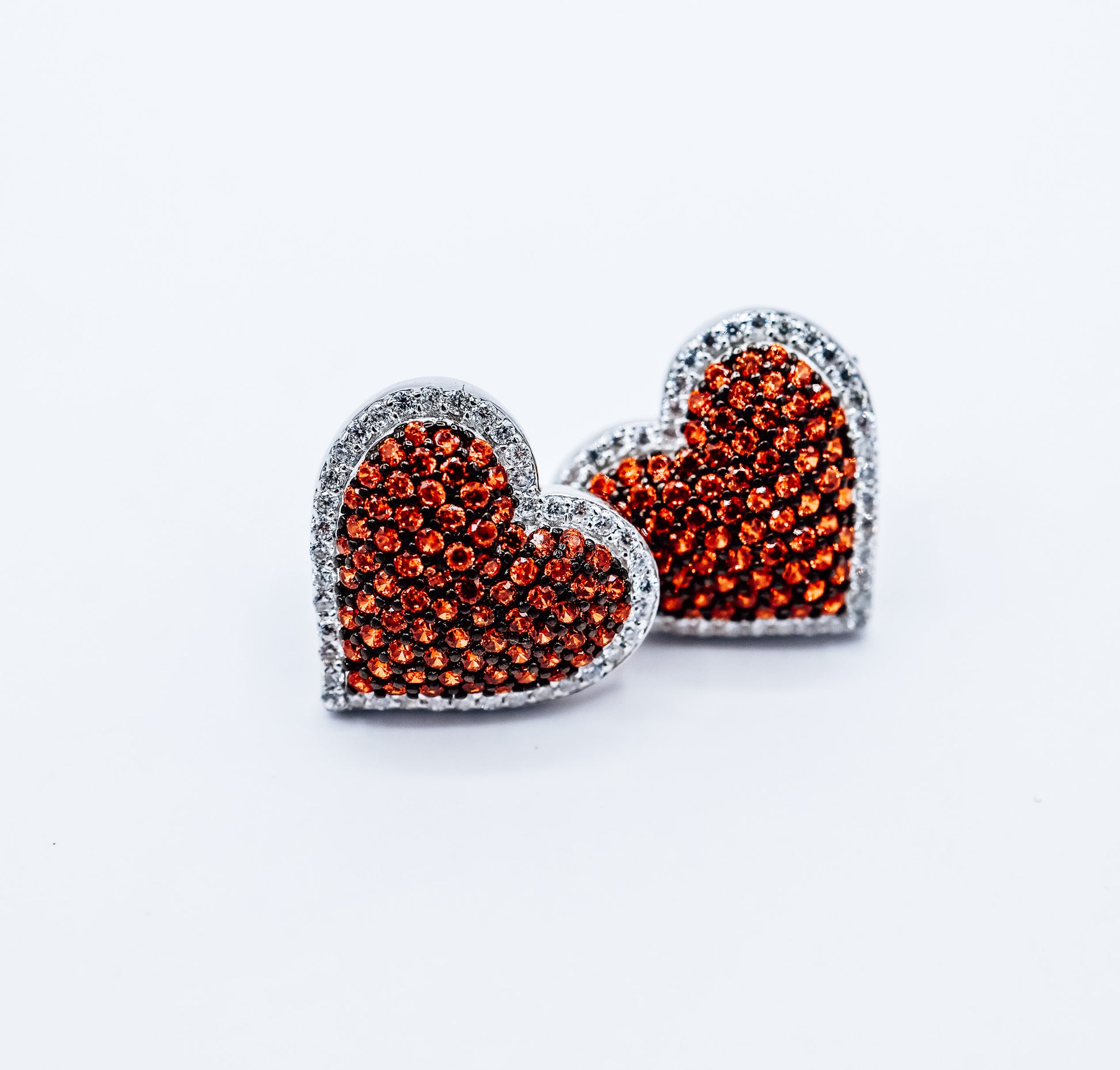 Orange White Heart 0.43 CTW Moissanite Earrings