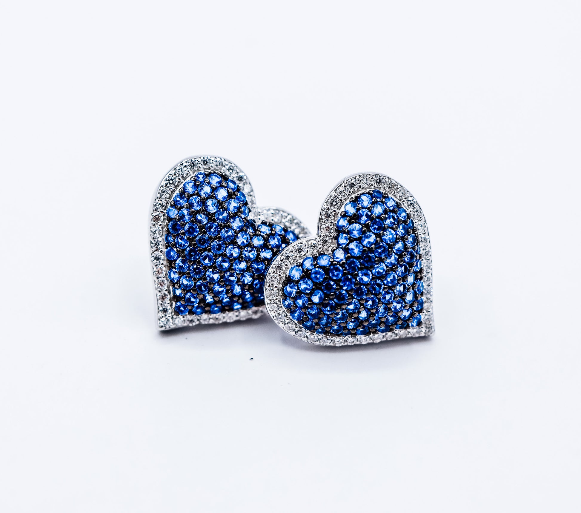Blue White heart 0.43 CTW Moissanite Earrings