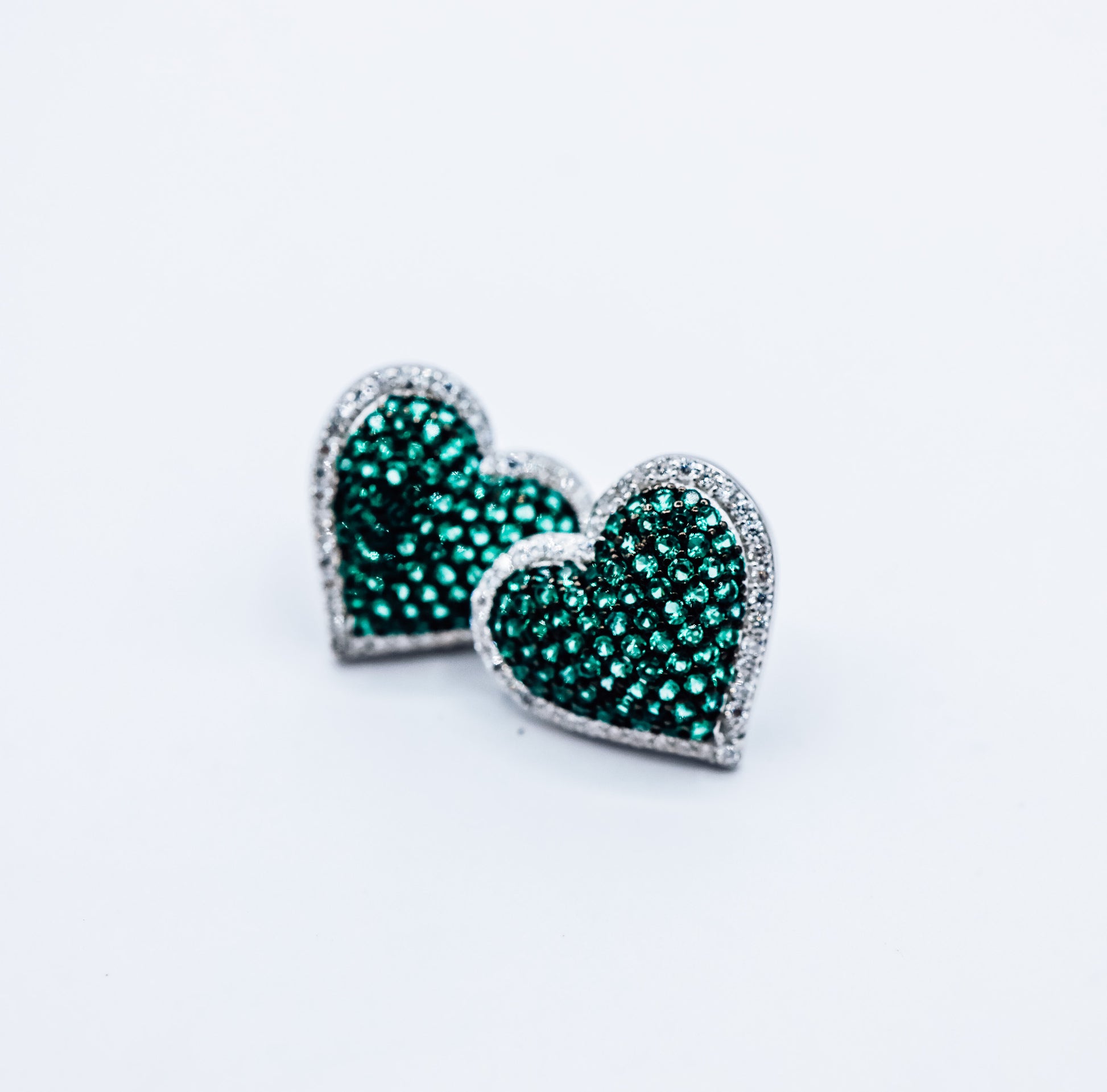 Green White Heart 0.43 CTW Moissanite Earrings