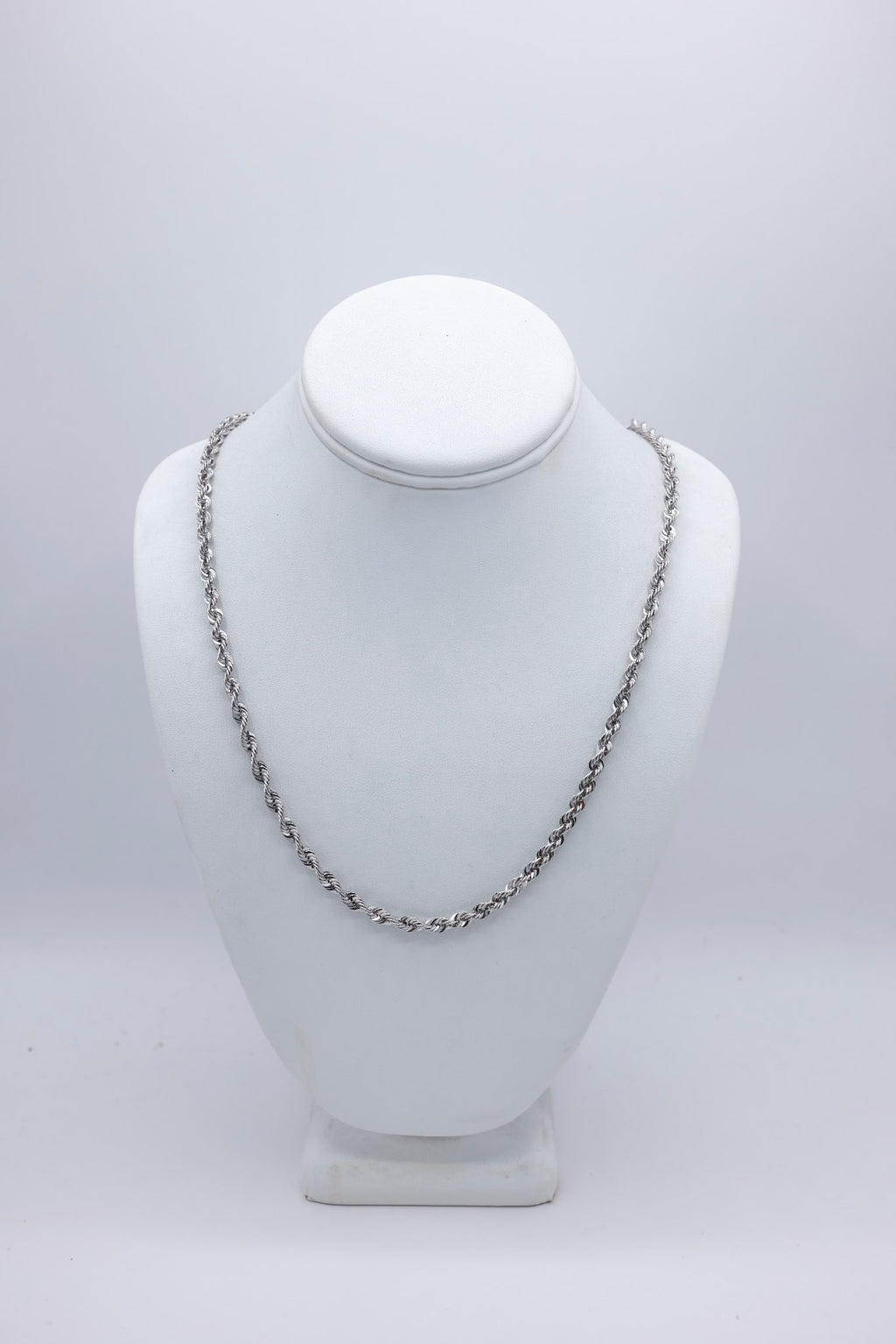 White Gold Rope Chain 24 Inches