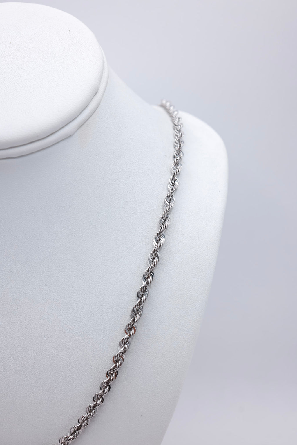 White Gold Rope Chain 24 Inches