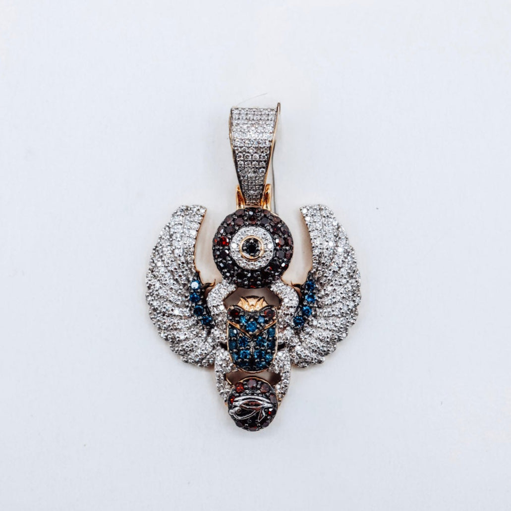 10K Egyption Scarab Beetle 1.60CTW Diamond Charm