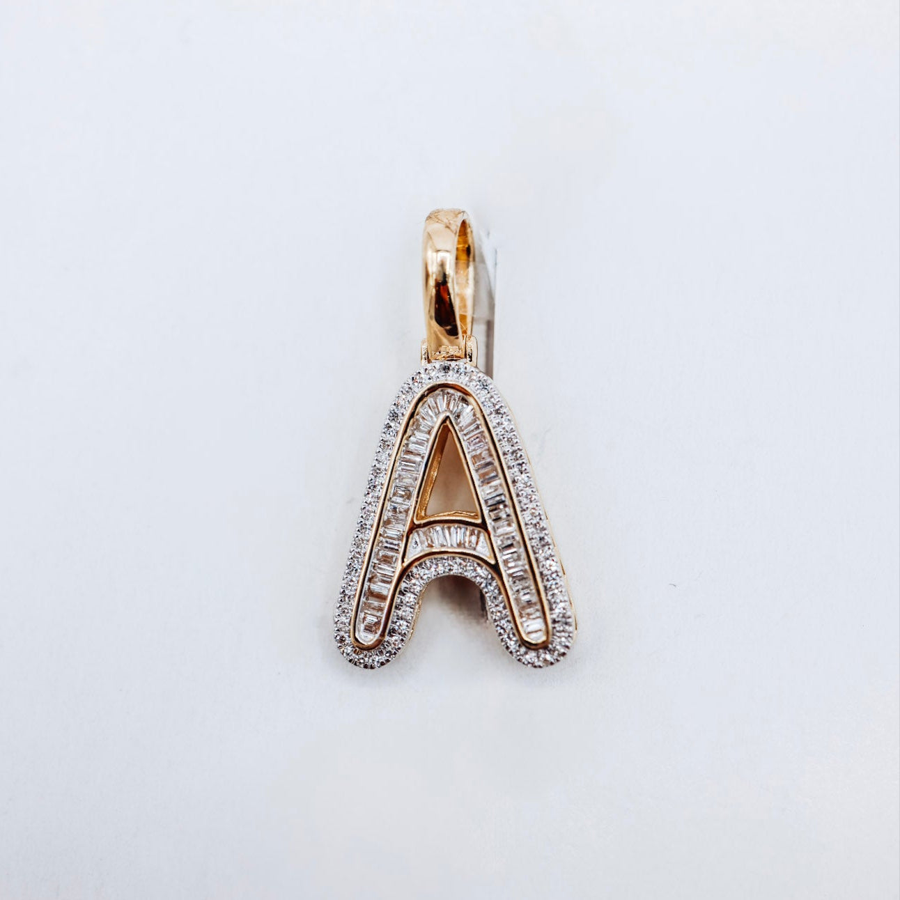 10K Letter A Initial 0.42CTW Diamond Charm