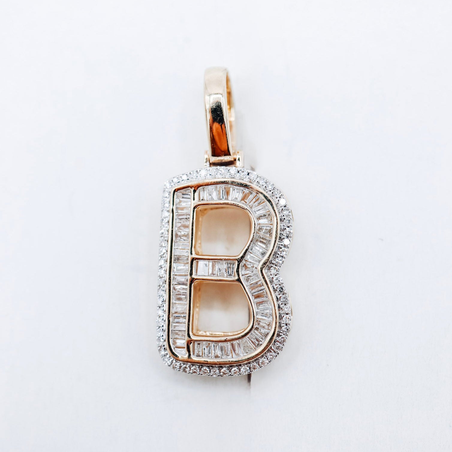 10K Letter B Initial 0.42CTW Diamond Charm
