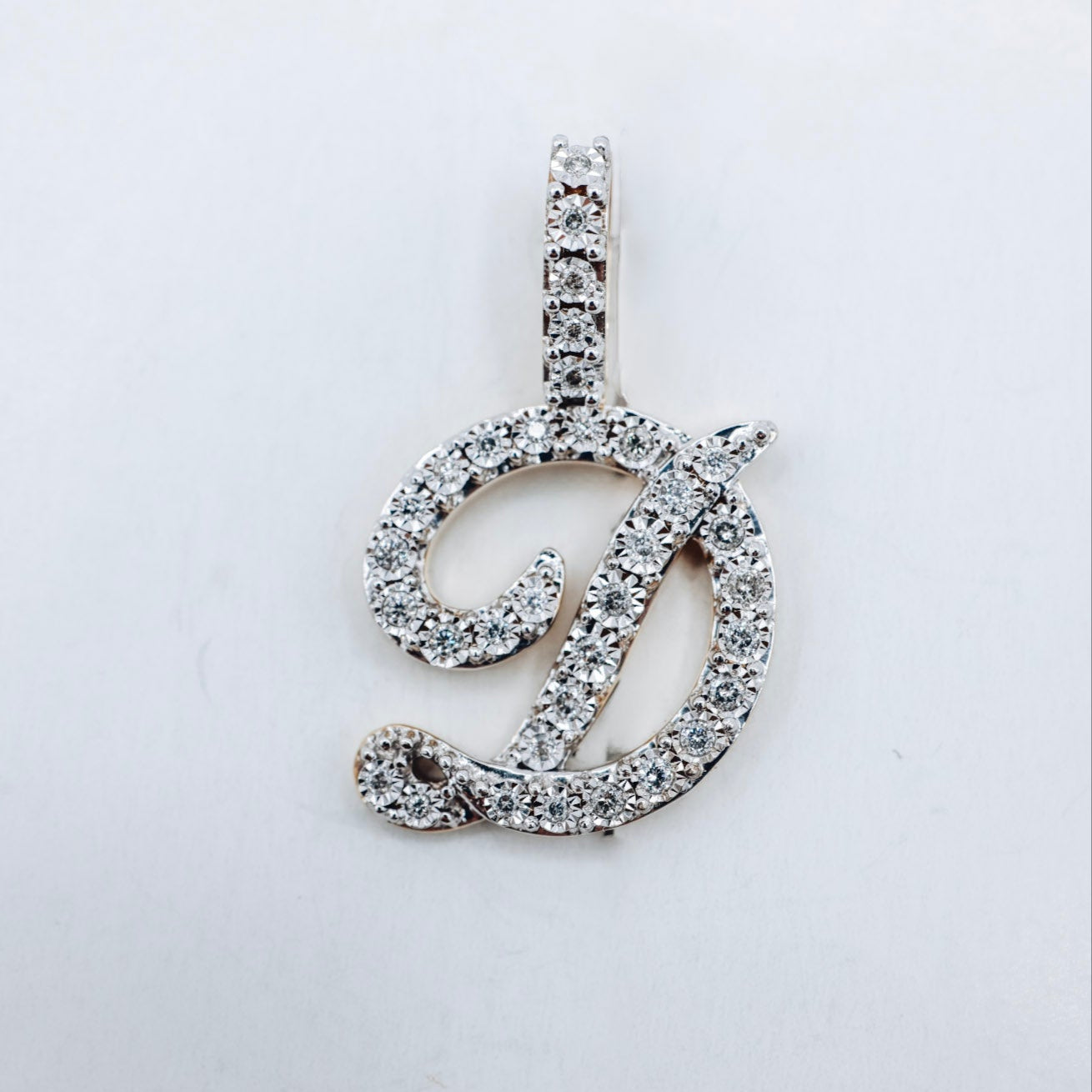 10K Letter Cursive D Initial 0.27CTW Diamond Charm