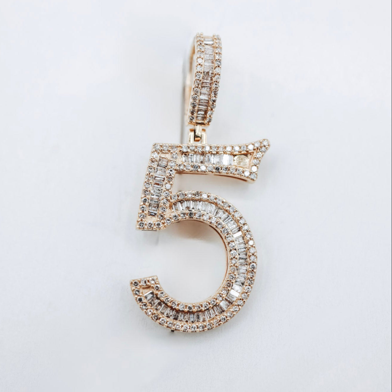 10K Number 5 0.86CTW Diamond Charm