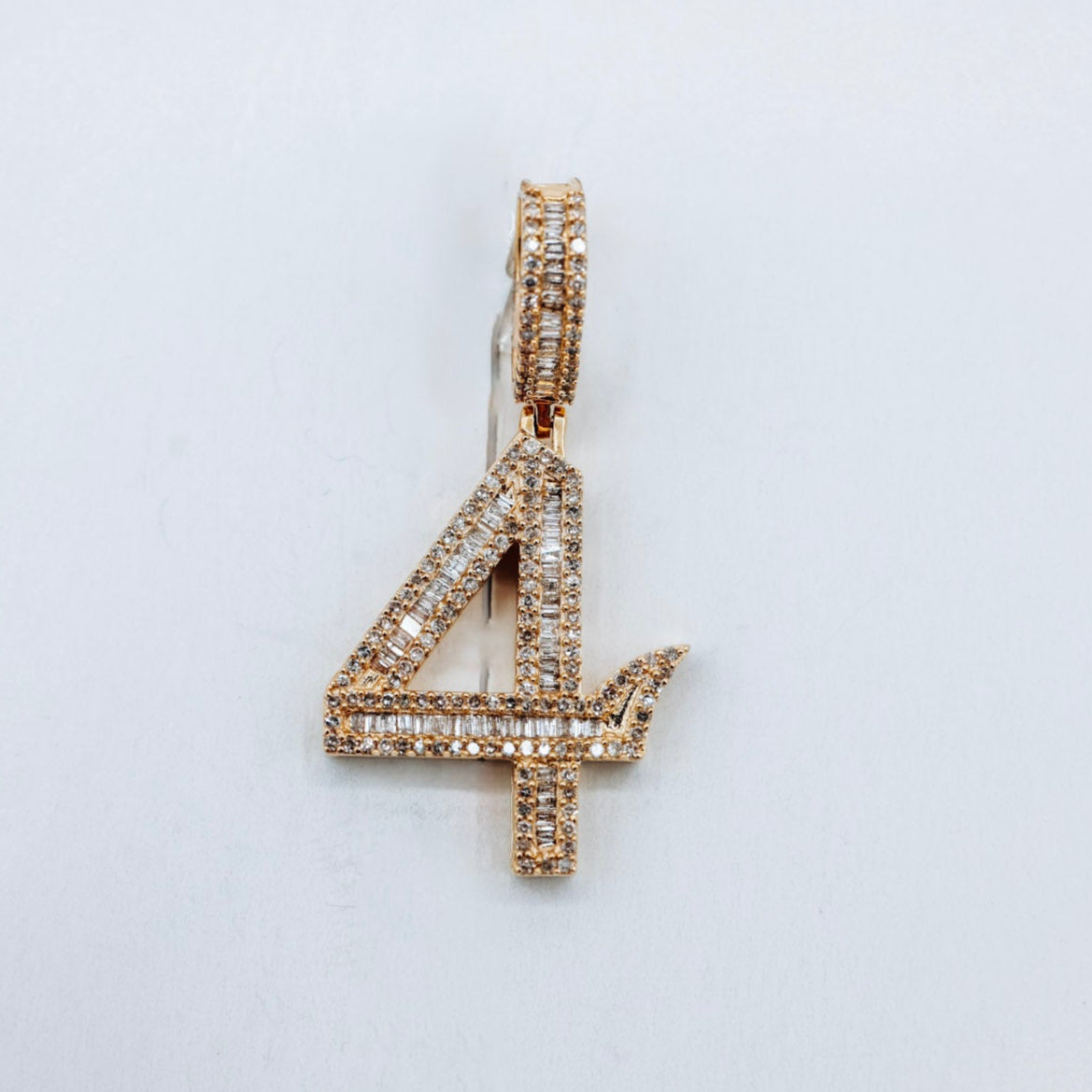 10K Number 4 0.88CTW Diamond Charm