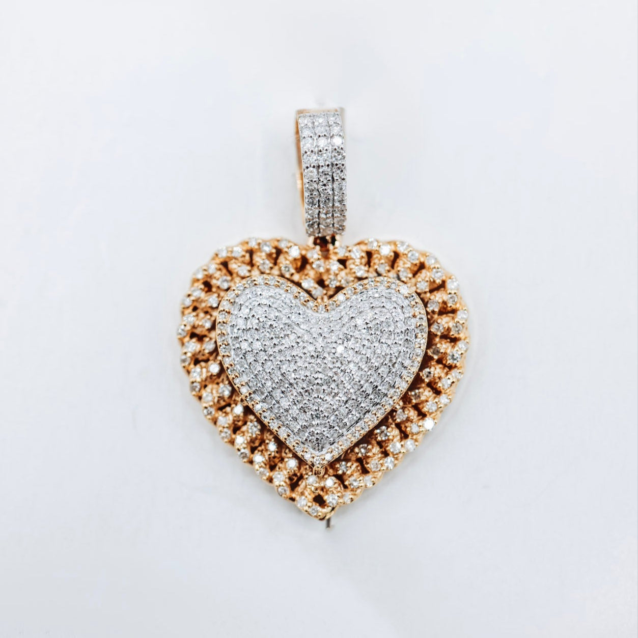 10K Heart with Chained Border 1.27CTW Diamond Charm