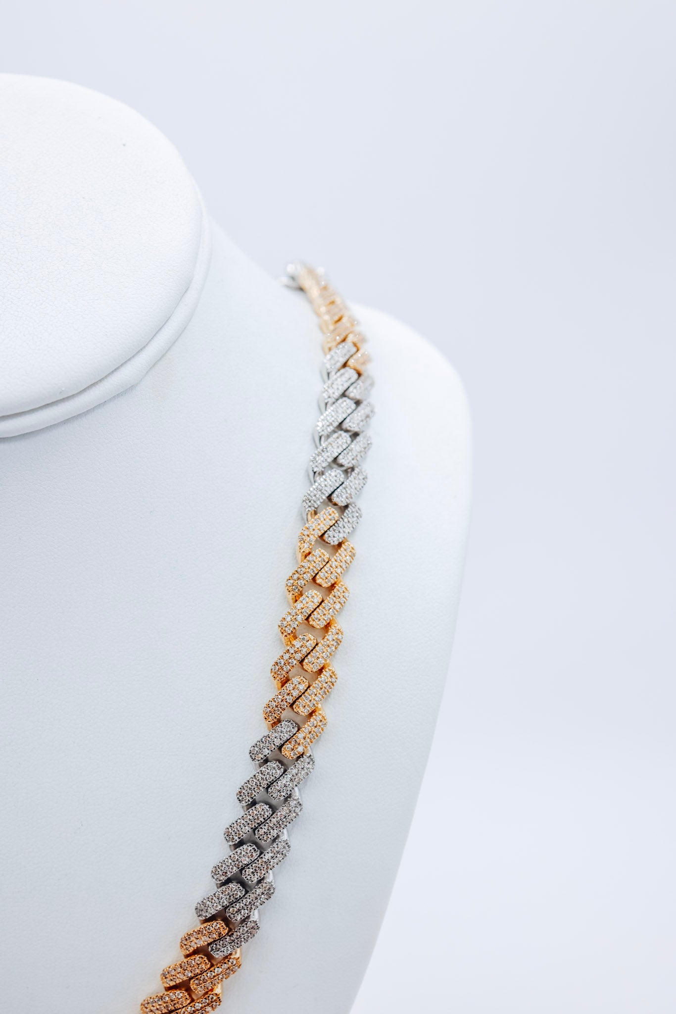 Cuban 2 Tone Diamond 10K 12.66CTW Chain