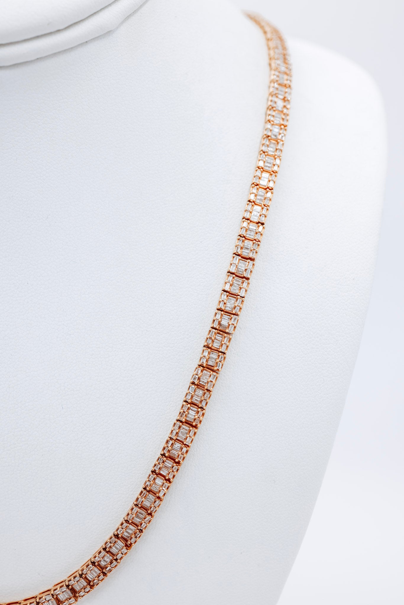 Baguette Tennis Chain 10K 6.7CTW 22 Inches Diamond Chain
