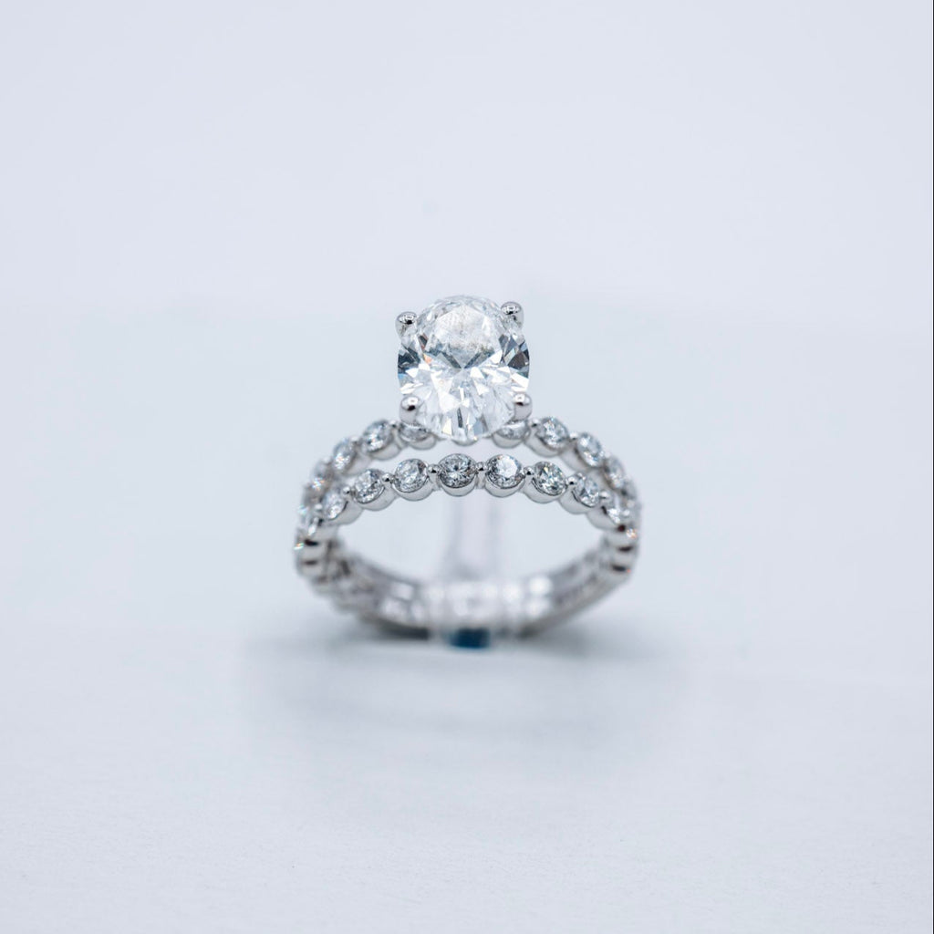 14K 3.23 CT Oval Certified Lab Diamond Bridal Set