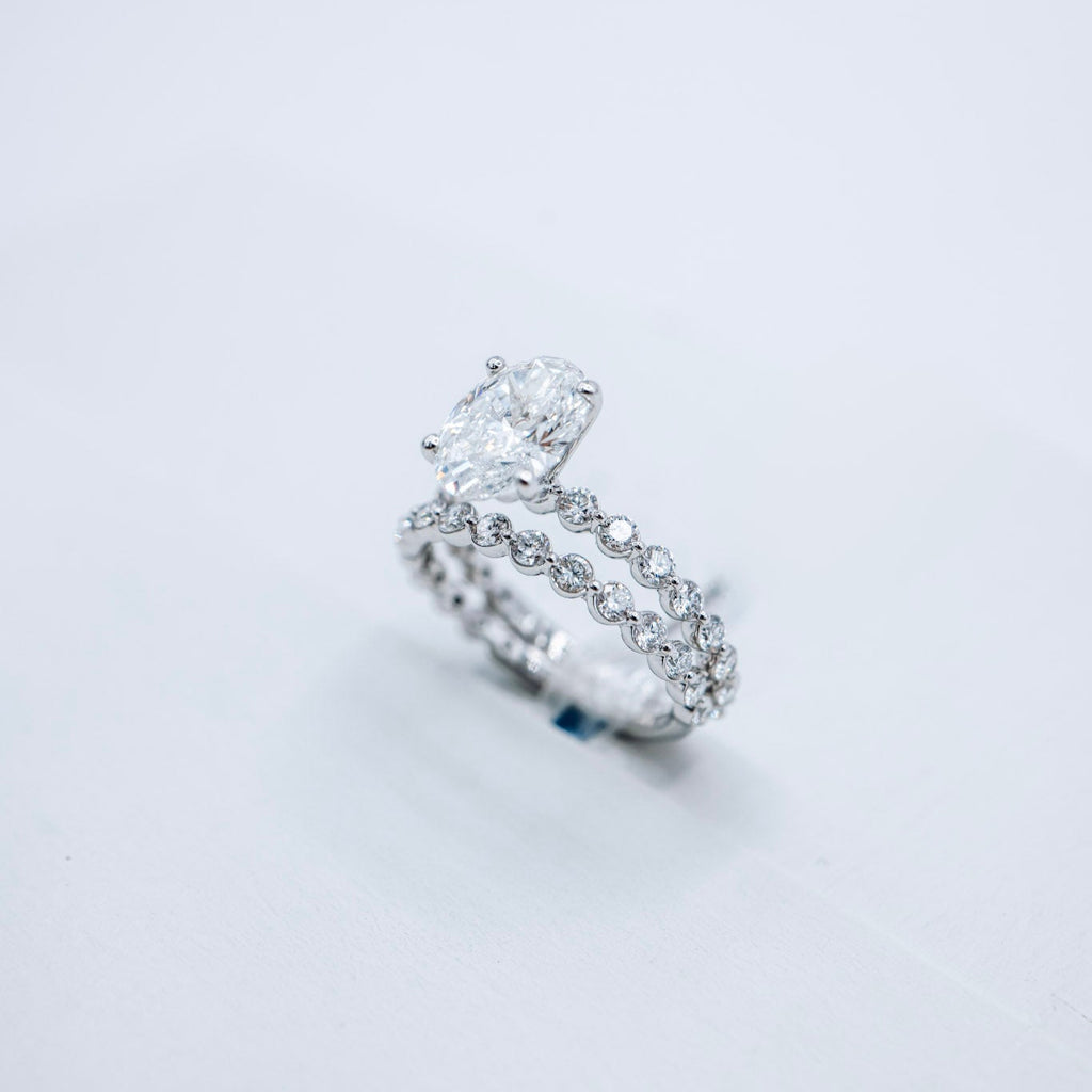 14K 3.23 CT Oval Certified Lab Diamond Bridal Set