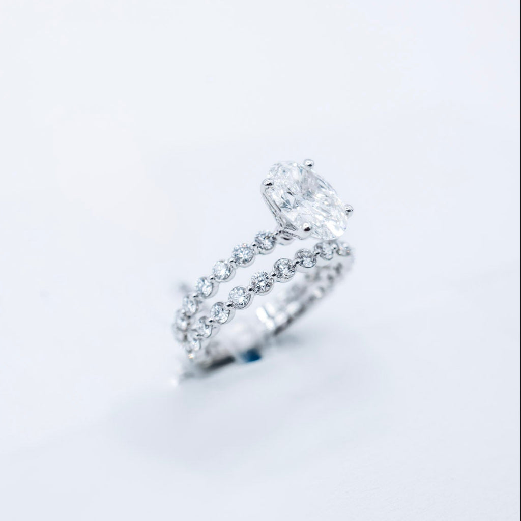 14K 3.23 CT Oval Certified Lab Diamond Bridal Set