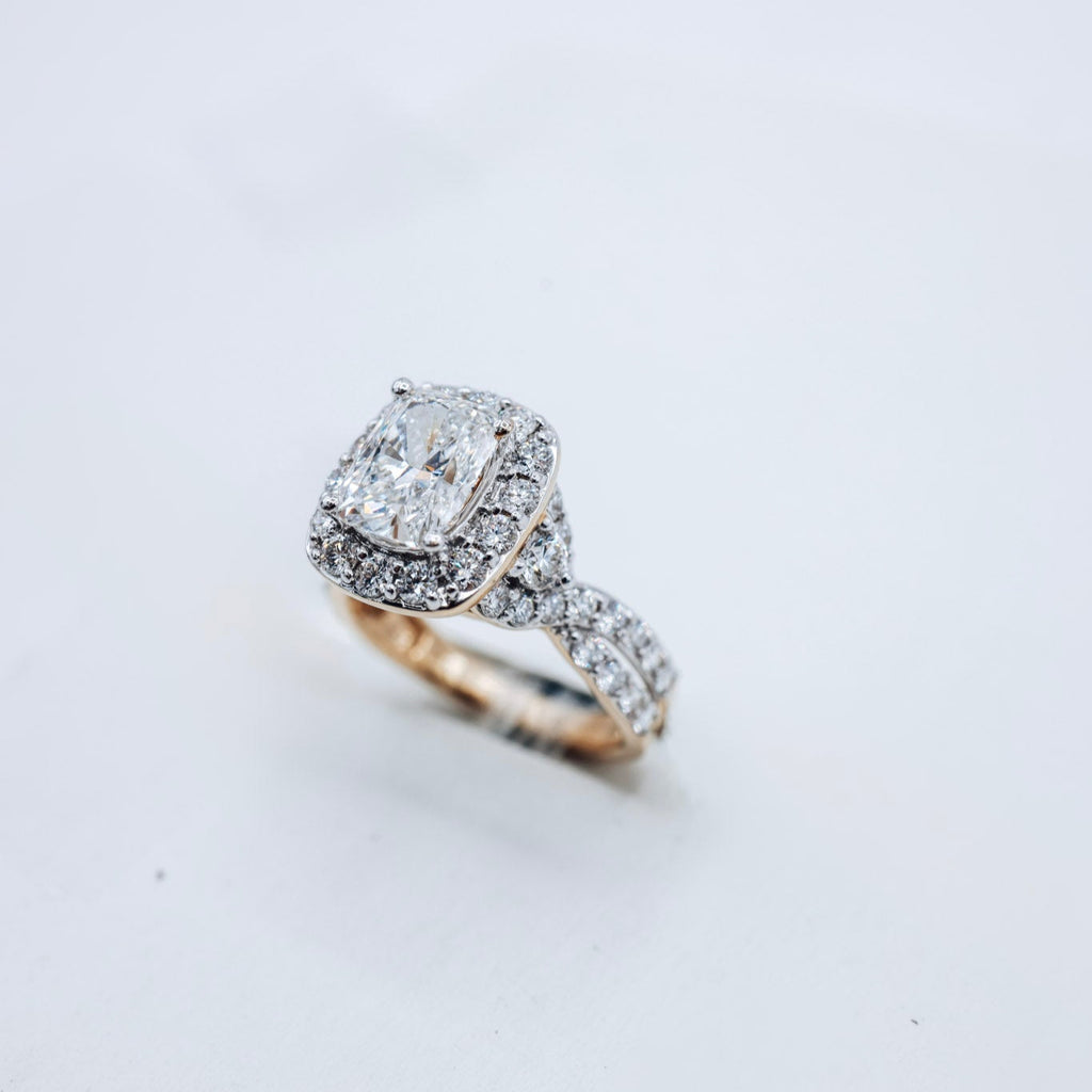 14K 3.58CT Cushion Cut Lab Diamond Ladies Ring