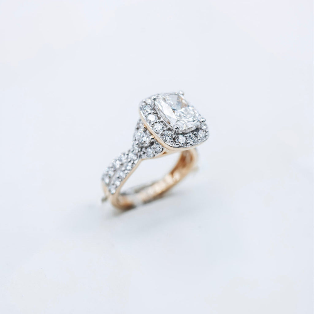 14K 3.58CT Cushion Cut Lab Diamond Ladies Ring