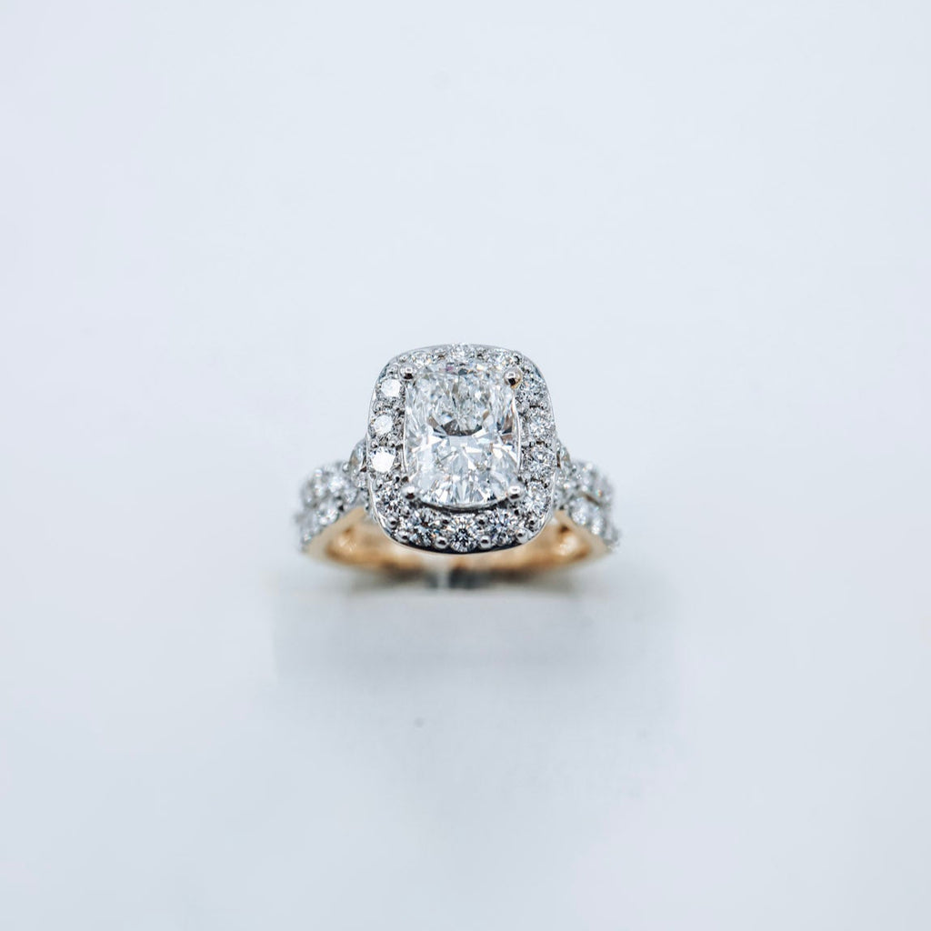 14K 3.58CT Cushion Cut Lab Diamond Ladies Ring
