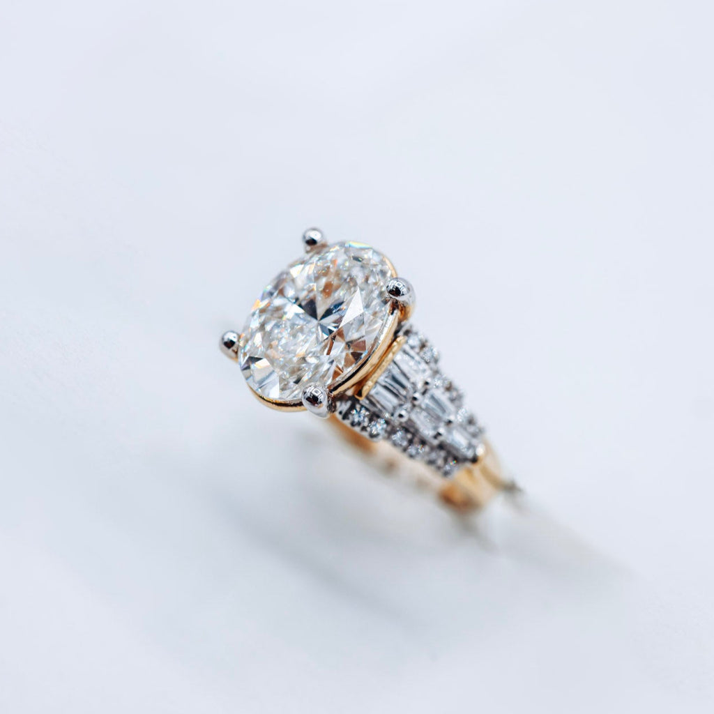 14K 4.70 CTW Oval Certified Lab Diamond Ladies Ring