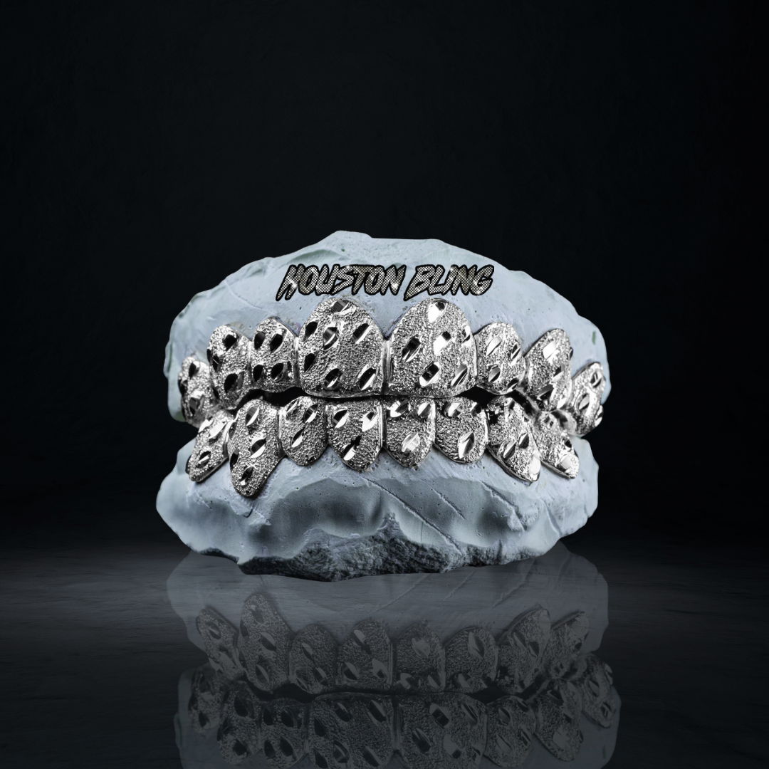 White Gold with Nugget Cuts + Diamond Dust Grillz