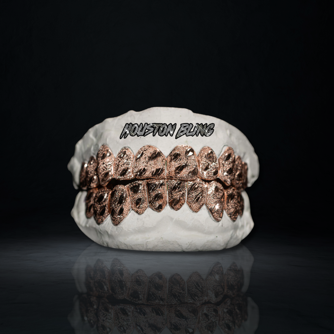 Rose Gold with Nugget Cuts + Diamond Dust Grillz