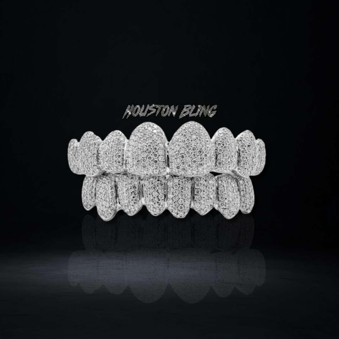 Silver with Moissanite Honeycomb Sets Grillz